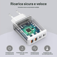 Carica l'immagine nel visualizzatore di Gallery, Caricatore USB C 40W, 4 Porte Presa USB Caricatore Multipla PD e QC 3.0 Carica Rapida Carica Spina Rapido Caricatore,USB