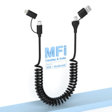 Carica l'immagine nel visualizzatore di Gallery, Cavo USB C e Lightning 4 in 1 [Certificato MFi] iPhone CarPlay e Android Auto, ricarica rapida e sincronizzazione dati d