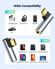 Carica l'immagine nel visualizzatore di Gallery, Adattatore Audio da USB C a 3,5mm, Adattatore USB Tipo C a 3,5mm Adattatore per Cuffie Jack Dongle Aux DAC Stereo HiFi a