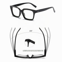 Carica l'immagine nel visualizzatore di Gallery, Hubeye Occhiali da lettura Donna e Uomo Quadrata Montatura Grande con Cerniere a molla Occhiali Anti luce blu (Nero, 0.0