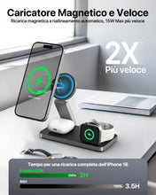 Carica l'immagine nel visualizzatore di Gallery, 3 in 1 Caricatore Wireless per iPhone 15W Compatibile con Mag-safe,Stazione Ricarica per Apple Wireless Charger Rapida p