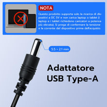 Carica l'immagine nel visualizzatore di Gallery, Toleusm 13 Connettore Cavo di alimentazione da USB a DC 5V,cavo di jack universale DC 5,5x2,1mm con Micro USB, Type-C, M