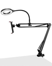 Carica l'immagine nel visualizzatore di Gallery, QWORK® Supporto per Telefono con Anello Luminoso, Telefono Morsetto per Montaggio su scrivania, per Streaming Live, Regi