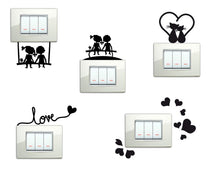 Carica l'immagine nel visualizzatore di Gallery, StickerDesign Adesivi per interruttore 5 Pezzi spine placche BAMBINI SULLA PANCHINA ALTALENA LOVE CUORICINI GATTINI E CU