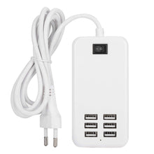 Carica l'immagine nel visualizzatore di Gallery, Caricatore USB, 6 Porte 100-240 V 30 W Ciabatta USB, Stazione di Ricarica USB con Interruttore Per Cellulare, Tablet, Fo