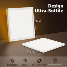 Carica l'immagine nel visualizzatore di Gallery, Bowfar Plafoniera LED, Lampada da Soffitto 24W 2800LM con Telecomando Dimmerabile 3000K-6500K, Luce notturna 1800K Ambra