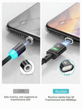 Carica l'immagine nel visualizzatore di Gallery, Kuulaa, cavo di ricarica magnetica 3 in 1, 3 A, in nylon, intrecciato, con luce LED, magnetico, cavo di ricarica USB per