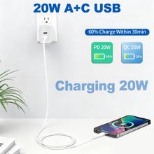 Carica l'immagine nel visualizzatore di Gallery, 3 Pezzi Caricatore USB C, 20W Alimentatore USB C, Type C PD+QC Double Mural Presa Usbc per iPhone 18 17 16 15 14 13 12 1