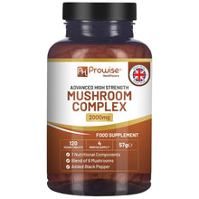 Carica l'immagine nel visualizzatore di Gallery, Advanced Mushroom Complex 2000mg | Una super miscela di 6 funghi con criniera di leone, chaga, cordyceps, shiitake, reis