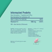 Carica l'immagine nel visualizzatore di Gallery, LongLife® B12 1000 mcg | Vitamina B12 | Formula esclusiva sublinguale ad alto dosaggio | Elevato assorbimento | 2 mesi d