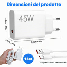 Carica l'immagine nel visualizzatore di Gallery, Caricabatterie USB da 45 W per Xiaomi Red-mi Note14 5G /14 Pro/15 Pro/15, Poco X7 X5 X4 X3 F7 F5 M7 M6 C75 C65, caricaba