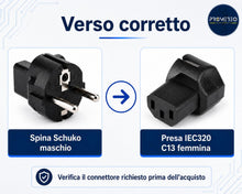 Carica l'immagine nel visualizzatore di Gallery, Adattatore convertitore Schuko Maschio a IEC C13 Femmina 16A IEC320 per UPS