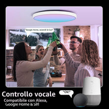 Carica l'immagine nel visualizzatore di Gallery, HOTUT Plafoniera LED Soffitto con RGB, Lampada con Telecomando e Controllo APP, Plafoniera Led Soffitto 24W, Plafoniera 