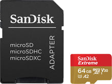 Carica l'immagine nel visualizzatore di Gallery, SanDisk 64 GB Scheda microSDXC Extreme per Action Cam e Drones + adattatore SD + RescuePRO Deluxe, fino a 170 MB/s, con 
