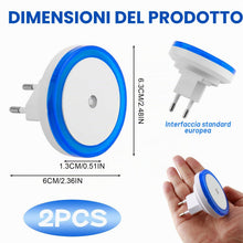Carica l'immagine nel visualizzatore di Gallery, 2 Pezzi Luce Notturna LED Blu con Sensore di Luce, Luce Notturna Sensore Movimento, Design Compatto e Rotondo, Automatic