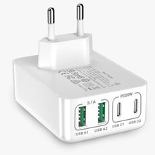 Carica l'immagine nel visualizzatore di Gallery, Caricatore USB C, 40 W 4 Porte Caricatore Piatto Multiplo PD 3.0, Adattatore di Alimentazione Dimensioni Ridotte Salvasp