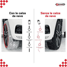 Carica l'immagine nel visualizzatore di Gallery, START Set 2 Calze da Neve Bianche | Taglia XL | Omologate EN 16662-1 | in Tessuto | Adatte per Auto - SUV - Veicoli Comm
