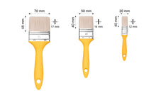 Carica l'immagine nel visualizzatore di Gallery, M7 – Set di 3 Pennelli Piatti, Misure: 20, 50, 70 mm, Serie 37 – Setole Sintetiche, Ghiera in Acciaio, Manico in Plastic