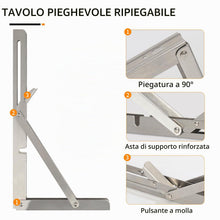Carica l'immagine nel visualizzatore di Gallery, Staffe per Mensole Pesanti Pieghevole 400mm, Reggimensola a Scomparsa in 2 Pezzi in Acciaio Inossidabile Caricabile 150 
