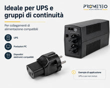 Carica l'immagine nel visualizzatore di Gallery, Adattatore convertitore Schuko Maschio a IEC C13 Femmina 16A IEC320 per UPS