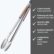 Carica l'immagine nel visualizzatore di Gallery, Westmark Pinza per Grigliare e Servire, Con Manici in Acciaio Inox e Impugnature Parzialmente in Legno, Lunghezza: 44 cm