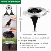Carica l'immagine nel visualizzatore di Gallery, Bowfar Luci Solari da Giardino, 8 Pezzi 12 LED Lampade Solare da Terra, IP65 Impermeabili, Bianco Caldo Faretti Sepolta 