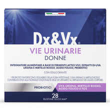 Carica l'immagine nel visualizzatore di Gallery, Dx&amp;Vx Vie Urinarie Donne, Integratore per la Funzionalità delle Vie Urinarie, con Fermenti Lattici Vivi, Mirtillo Rosso,