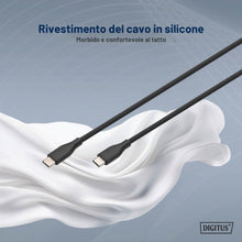 Carica l'immagine nel visualizzatore di Gallery, DIGITUS Cavo di connessione USB 2.0-1m - USB Type-C a Type-C - Alta velocità 480 Mbit/s - 60W Power Delivery - cavo fles