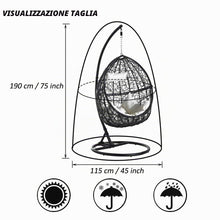 Carica l'immagine nel visualizzatore di Gallery, Copri Sedia da Giardino Pensile per Uova in Rattan per Esterni Sedia da Altalena in Vimini Impermeabile Antipolvere per 