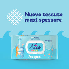 Carica l'immagine nel visualizzatore di Gallery, Nice Baby Acqua Salviette per Cambio Pannolino, con il 98% di Acqua ed Estratto di Aloe, Dermatologicamente Testate, Con