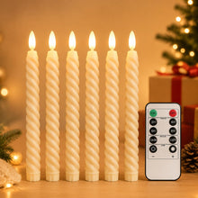 Carica l'immagine nel visualizzatore di Gallery, Candele Finte LED Senza Fiamma 6 Pezzi, 25.5cm Avorio con Telecomando e Timer, Candele Spiralate a Batteria Fiamma oscil