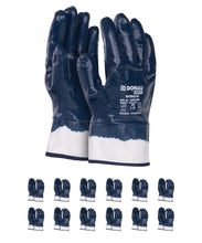 Carica l'immagine nel visualizzatore di Gallery, DONAU SAFETY Guanti da lavoro in nitrile completamente rivestito/blu scuro/taglia 10, 12 paia/guanti/impermeabile resist