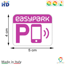 Carica l'immagine nel visualizzatore di Gallery, EASYPARK Kit Adesivi Parcheggio Ufficiali – Anteriore + Posteriore - 5x4 cm – Visibilità Day&amp;Night, Anti-Pioggia e UV – 