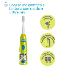 Carica l'immagine nel visualizzatore di Gallery, Chicco Spazzolino Elettrico a Batteria per Bambini, con Setole Morbide, Adatto ai Bambini dai 3 Anni in Su, Testa Vibran