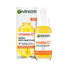 Carica l'immagine nel visualizzatore di Gallery, Garnier Siero Viso Vitamina C Anti-Macchie, Illuminante e Rimpolpante, Arricchito con Vitamina C, Niacinamide e Acido Sa