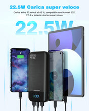 Carica l'immagine nel visualizzatore di Gallery, Power Bank 27.000mAh 22.5W PD3.0 QC4.0 Ricarica Rapida Batteria Esterna 3A USB C Caricatore Portatile con LCD Display Di