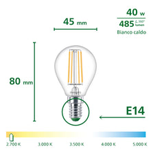 Carica l'immagine nel visualizzatore di Gallery, Philips UltraEfficient Lampadina LED P45 E14, Trasparente, Confezione da 6