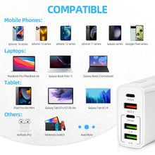 Carica l'immagine nel visualizzatore di Gallery, AXFEE 65W Caricatore Rapido USB, 5Porto USB Caricatore Multipla PD&amp;QC3.0