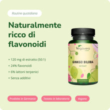 Carica l'immagine nel visualizzatore di Gallery, GINKGO BILOBA Vegavero® | estratto 50:1 | 24% di Glucosidi Flavonoidi e 6% di Terpenoidi | Circolazione, Memoria &amp; Conce