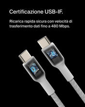 Carica l'immagine nel visualizzatore di Gallery, Belkin BoostCharge Cavo intrecciato da USB-C a USB-C da 2 metri per iPhone 15, iPhone 15 Pro, iPhone 15 Pro Max, iPhone 