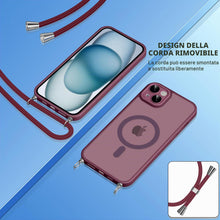 Carica l'immagine nel visualizzatore di Gallery, Pnakqil Cover Magnetica con Cordino per iPhone 15, Compatibile con MagSafe, Sottile con Laccio Collana Tracolla Regolabi