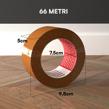 Carica l'immagine nel visualizzatore di Gallery, 6 Rotoli Nastro Adesivo Imballaggio Pacchi Scotch Colore Avana 50mm x 66m