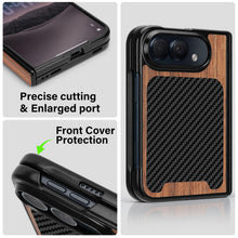 Carica l'immagine nel visualizzatore di Gallery, Custodia Magnetica Robusta Compatibile con Custodia iPhone Duo (Compatibile con Magsafe), (Legno Naturale &amp; Fibra di Car