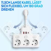Carica l'immagine nel visualizzatore di Gallery, Ciabatta elettrica a 3 prese, con USB (PD 18 – 20 W), adattatore 6 in 1 con 3 prese indipendenti, multipresa per cucina,