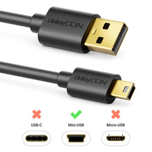 Carica l'immagine nel visualizzatore di Gallery, deleyCON 3,0m Cavo Mini USB 2.0 High Speed - Cavo di Ricarica e Dati per Telefoni, Smartphone, Tablet, Navigatori e Micr