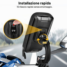 Carica l'immagine nel visualizzatore di Gallery, ENOENO Supporto Moto Smartphone Impermeabile 360 Gradi Supporto Cellulare Moto con Copertura per Pioggia Porta Cellulare