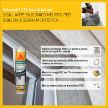 Carica l'immagine nel visualizzatore di Gallery, SIKA - Silicone neutro - SikaSeal-174 Construction - Nero - 300ml