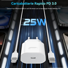 Carica l'immagine nel visualizzatore di Gallery, Caricatore iPhone Certificato Apple MFi, Caricabatterie USB C da 25W per iPhone 14/13/12/11/Pro Max Plus Mini SE XR X XS
