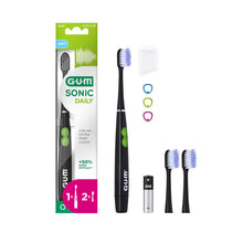 Carica l'immagine nel visualizzatore di Gallery, GUM SONIC DAILY Spazzolino elettrico sonico a batteria | Per una pulizia delicata e approfondita | 1x spazzolino da dent