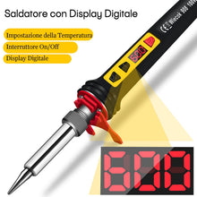 Carica l'immagine nel visualizzatore di Gallery, 100W Kit Saldatore a Stagno, Wiecok Saldatore Digitale con Schermo LCD e Temperatura Regolabile 200℃-600℃, Interruttore 